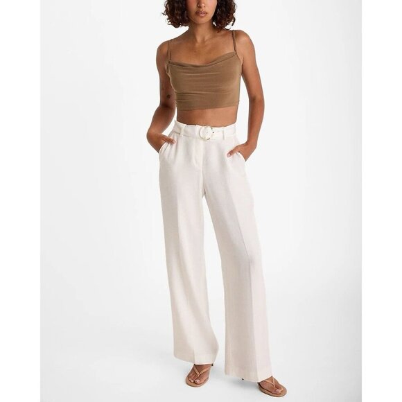 Express Womens Cowl Neck Cropped Cami Spaghetti Straps Sandshell Top Size XL NWT - Picture 3 of 16